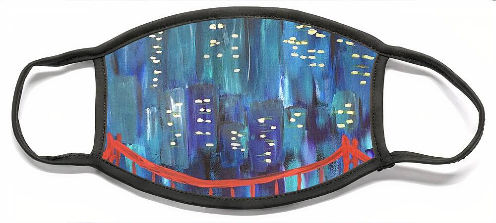 Cities Face Mask featuring the painting The Golden Gate by Debora Sanders