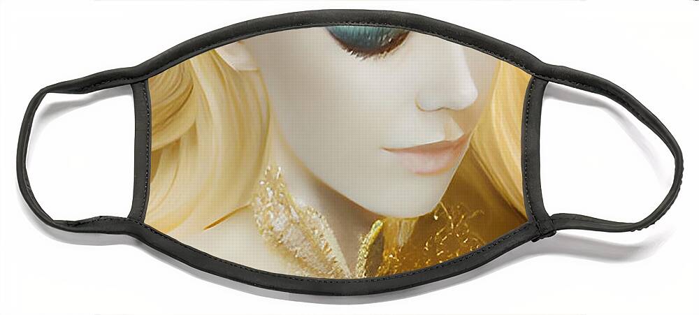 Healer Face Mask featuring the digital art The Golden Goddess Elohania by Shawn Dall