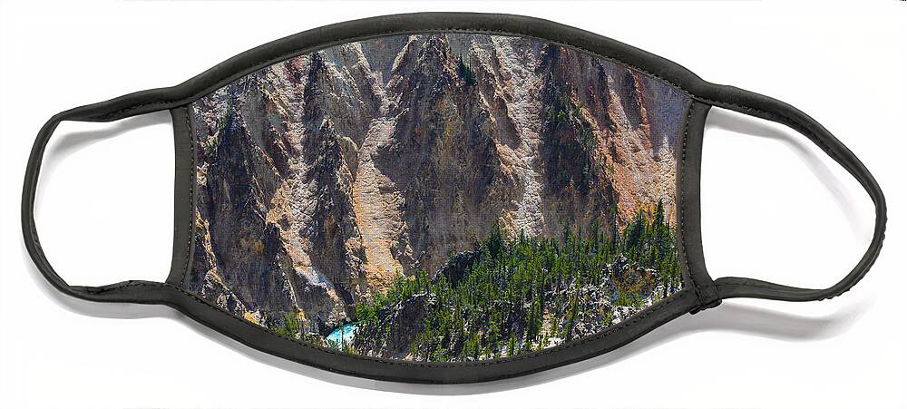The Grand Canyon Of Yellowstone Face Mask featuring the digital art The Grand Canyon of Yellowstone by Tammy Keyes