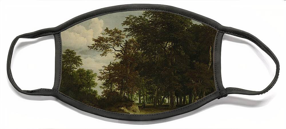 Antique Face Mask featuring the painting The Great Forest Jacob van Ruisdael by MotionAge Designs