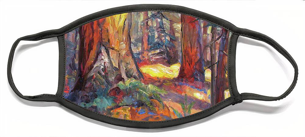 Redwood Forest Face Mask featuring the painting The Grove of the Old Trees by John McCormick