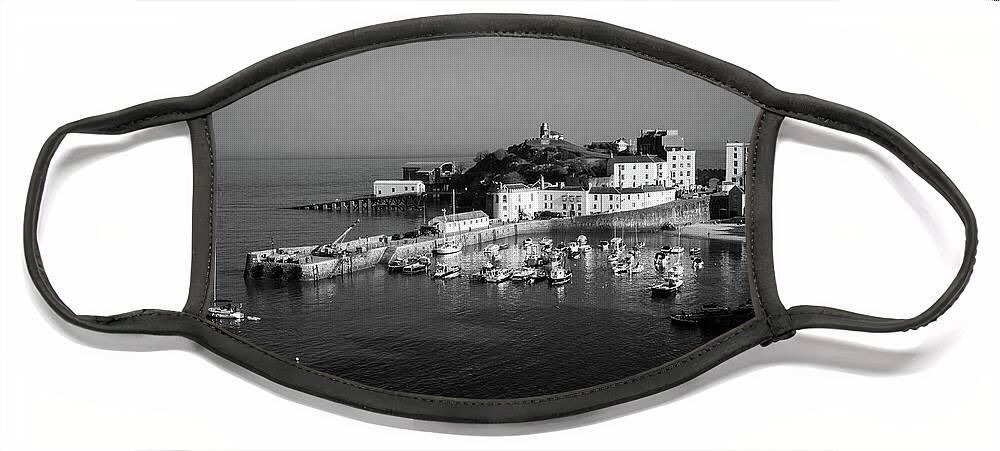 Pembrokeshire Face Mask featuring the photograph The harbour in autumn sunshine, Tenby by Seeables Visual Arts