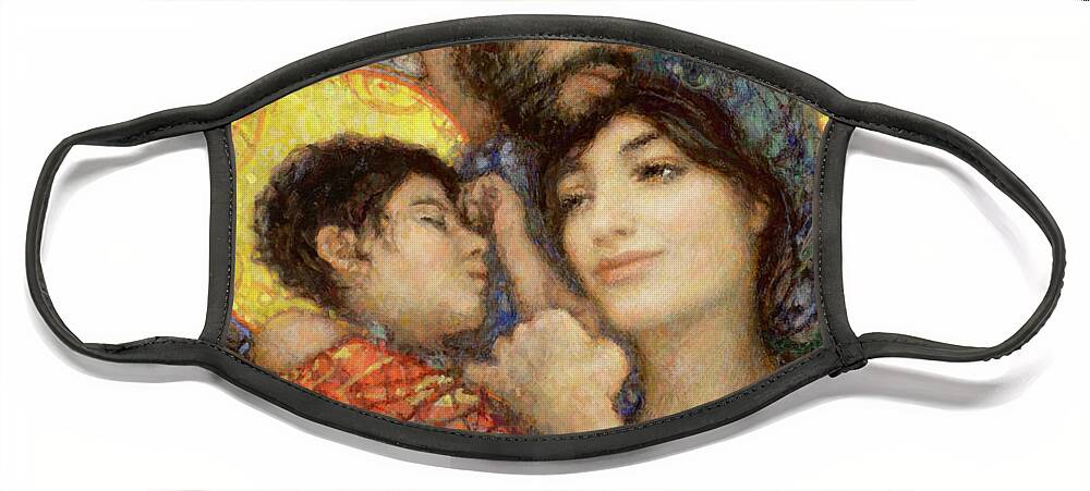 Holy Face Mask featuring the painting The Holy Family of Nazareth by Smith Catholic Art
