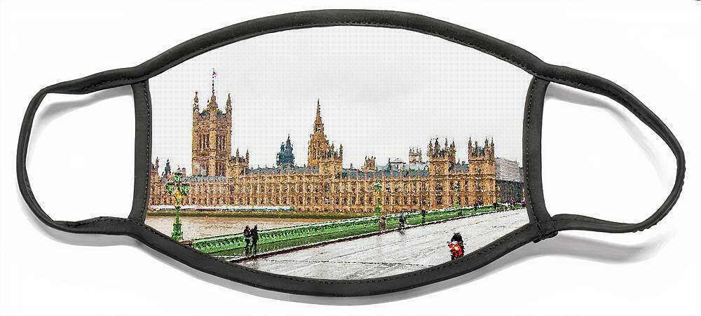 The House Of Parliament Face Mask featuring the digital art The House of Parliament by SnapHappy Photos