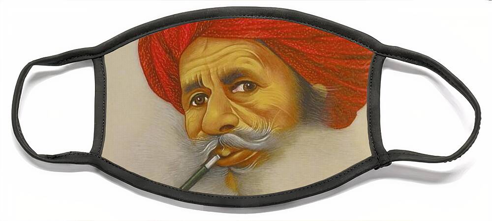 The Indian Old Men Hookah Portrait Miniature painting Face Mask by  University Of Arts - Pixels