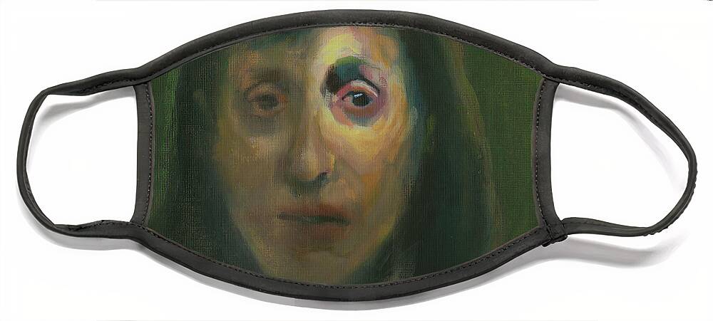 #truecrime Face Mask featuring the painting The Informant 4 by Veronica Huacuja