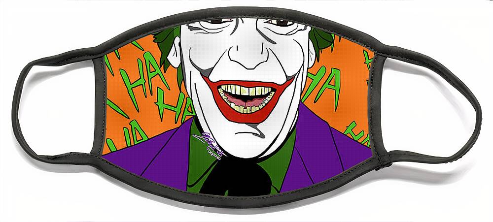 Cesar Romero Face Mask featuring the digital art The Joker, the Clown Prince of Crime by Marisol VB