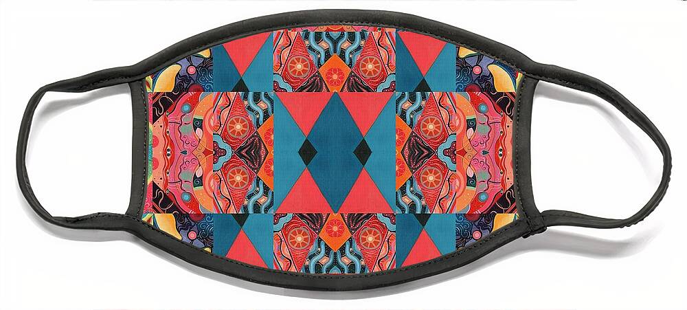 The Joy Of Design Mandala Series Puzzle 8 Arrangement 5 By Helena Tiainen Face Mask featuring the painting The Joy of Design Mandala Series Puzzle 8 Arrangement 5 by Helena Tiainen