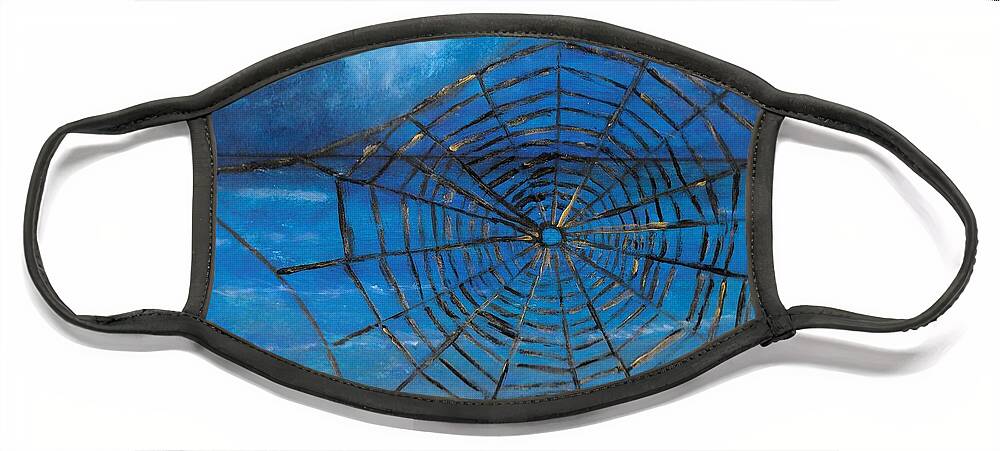 Spider Face Mask featuring the painting The Knit of Nature by Esoteric Gardens KN