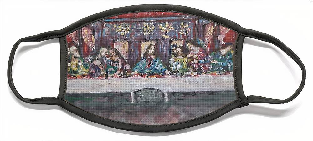 Iconic Painting Face Mask featuring the painting The Last Supper by Sam Shaker
