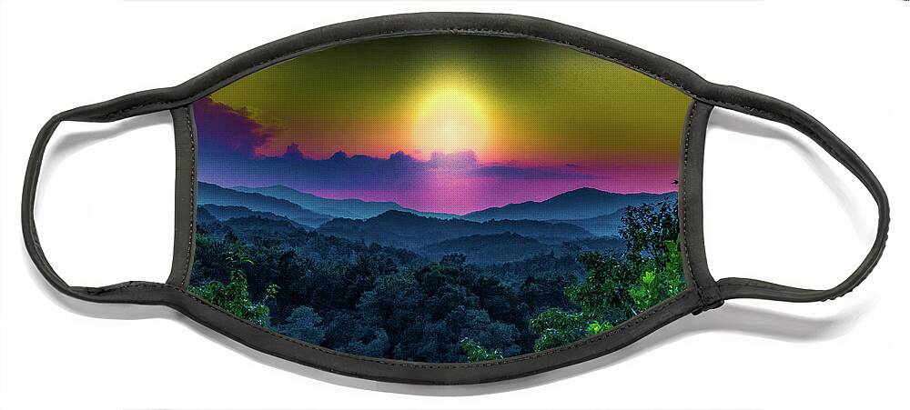 Light Face Mask featuring the photograph The Light Beyond the Mountains by Demetrai Johnson
