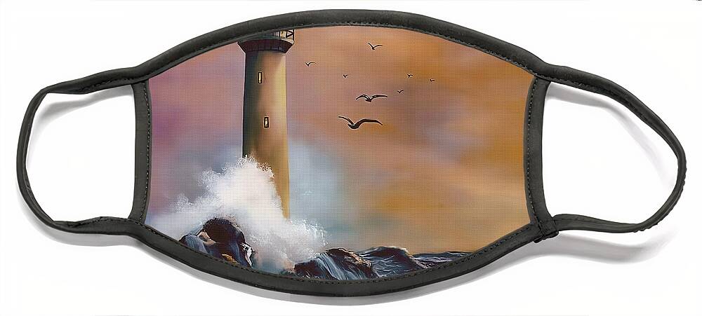 Lighthouse Face Mask featuring the painting The light house art 87 by Gull G