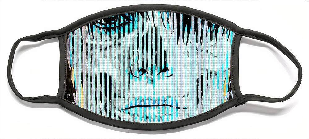 Pop Art Face Mask featuring the painting The Line Begins To Blur by Bobby Zeik