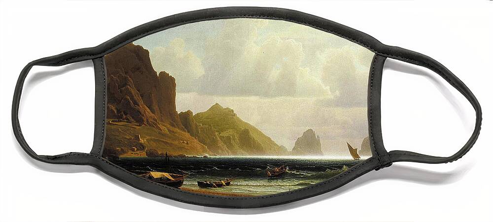 Marina Face Mask featuring the painting The Marina Piccola at Capri by Albert Bierstadt