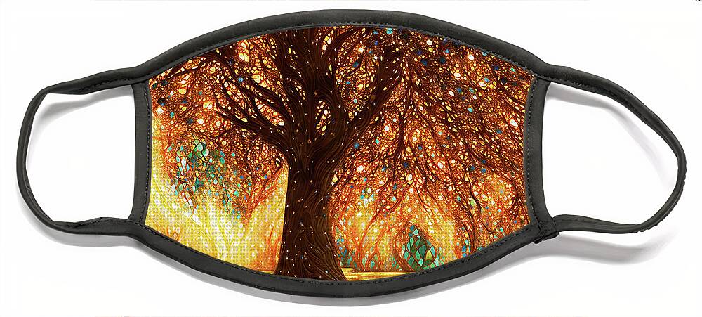 Trees Face Mask featuring the digital art The Mighty Tree by Peggy Collins
