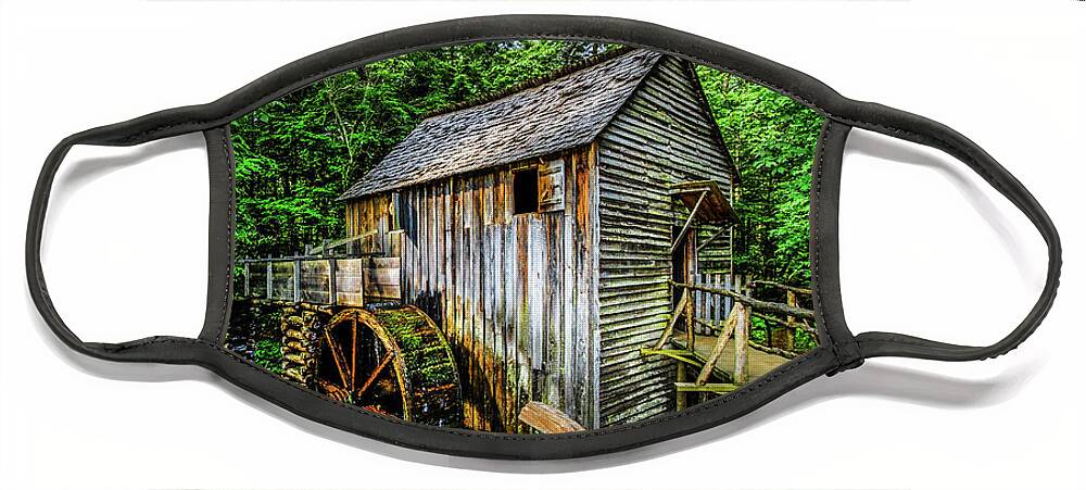 Barns Face Mask featuring the photograph The Mill and Fences at Cades Cove Townsend Tennessee by Debra and Dave Vanderlaan