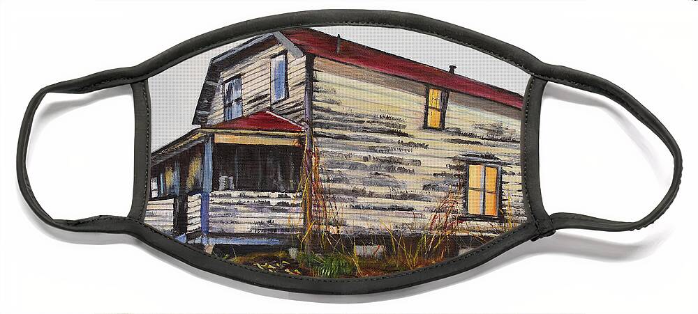 Manigotagan Face Mask featuring the painting The Old Quesnel Homestead by Marilyn McNish