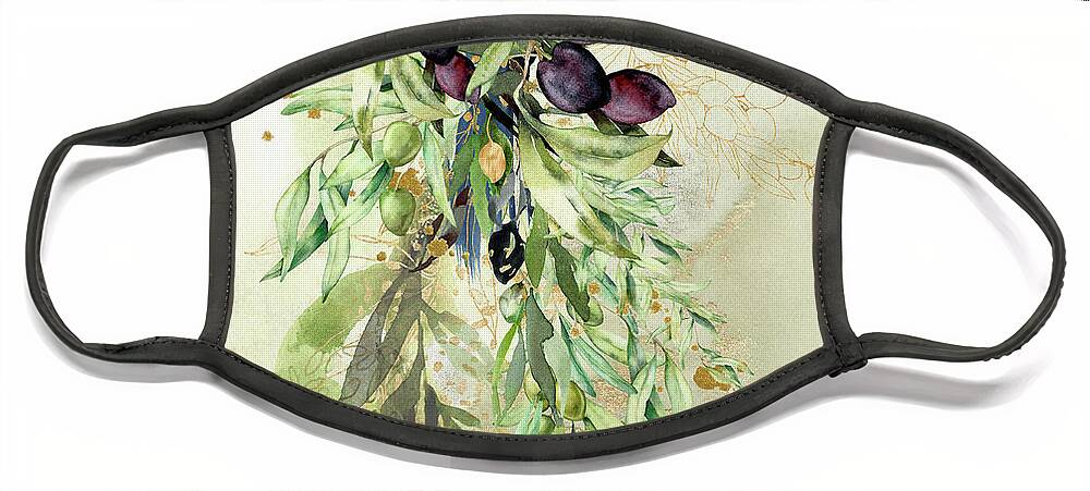 Olives Face Mask featuring the mixed media The Olive Tree of Life by Colleen Taylor