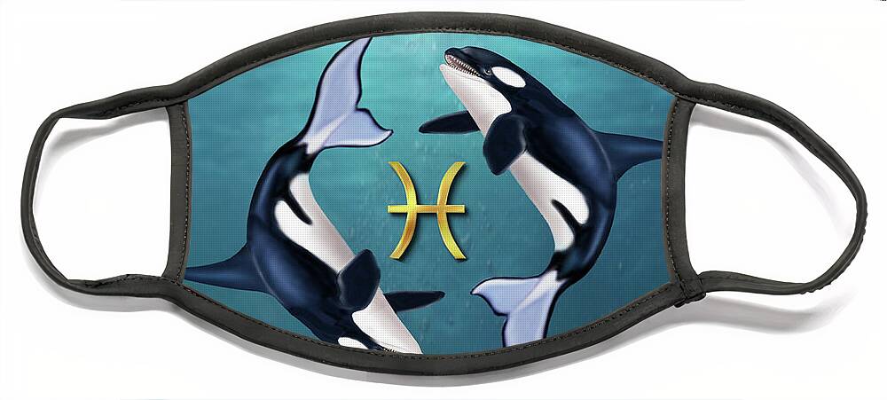 Pisces Face Mask featuring the digital art The Orca Pisces by Glenn Holbrook
