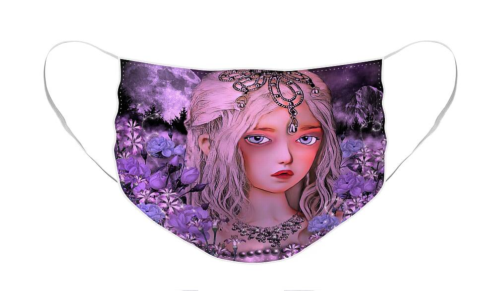 Digital Art Face Mask featuring the digital art The Princess in the Rose Garden by Artful Oasis