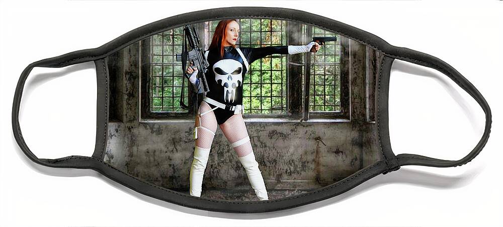 Punisher Face Mask featuring the photograph The Punisher in Fishnets by Jon Volden