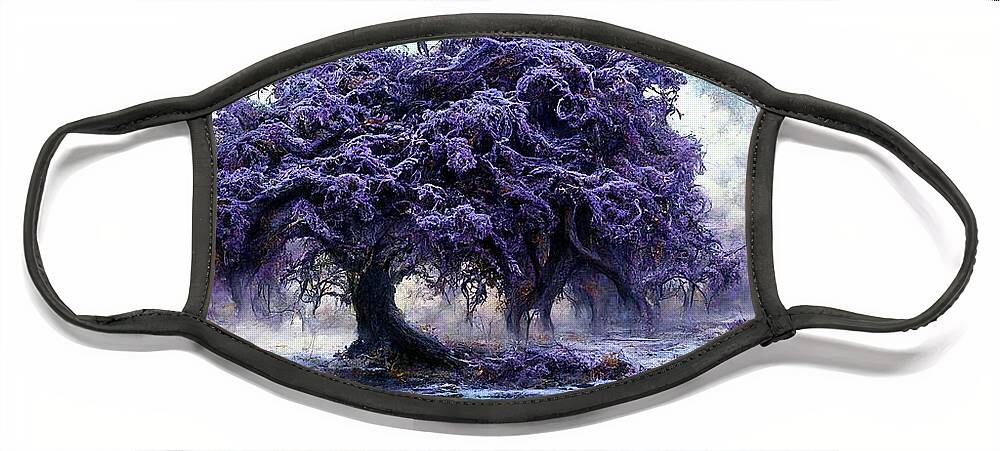 Purple Tree Face Mask featuring the digital art The Purple Tree by Daniel Eskridge