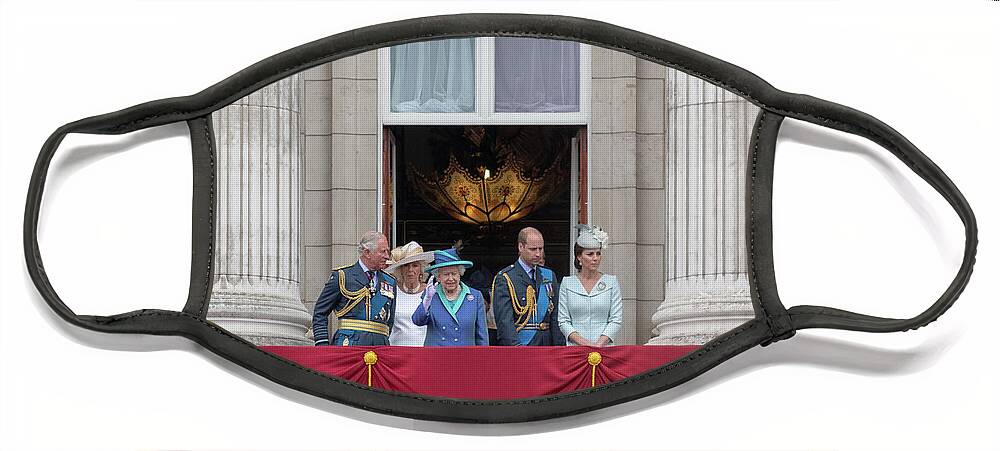 Raf Face Mask featuring the photograph The Queen waves at the crowds by Andrew Lalchan