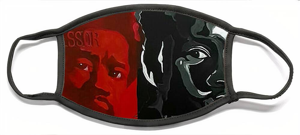 Fred Hampton Bobby Seale Chadwick Boseman Huey P. Newton Face Mask featuring the painting The Real Black Panther Party by Femme Blaicasso