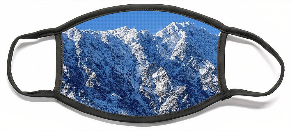 New Zealand Face Mask featuring the photograph The Remarkables - Winter 1 - New Zealand by Tom Napper