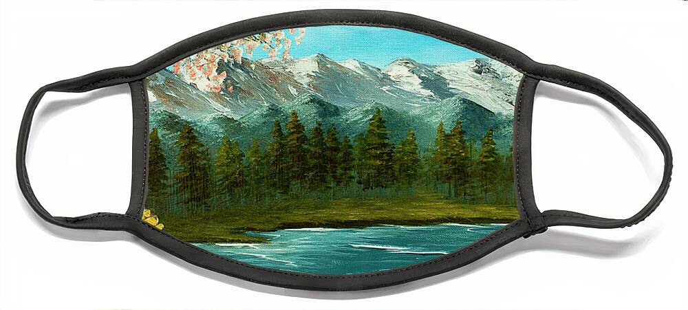 Mountains Face Mask featuring the painting The River in Spring by Renee Logan