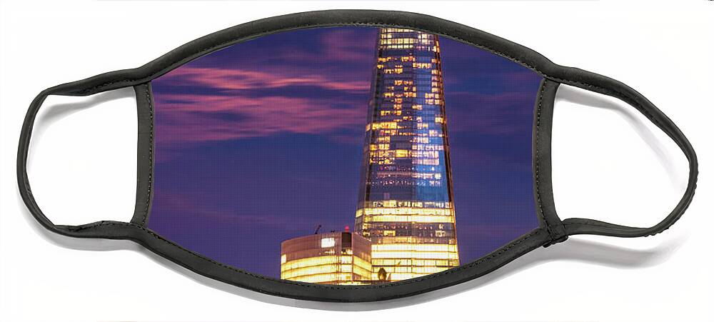 London Face Mask featuring the photograph The Shard and red moon, London by Neale And Judith Clark