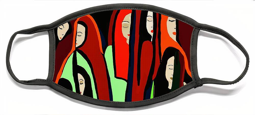 Sleeping Face Mask featuring the digital art The sleeping women abstract by Elaine Hayward