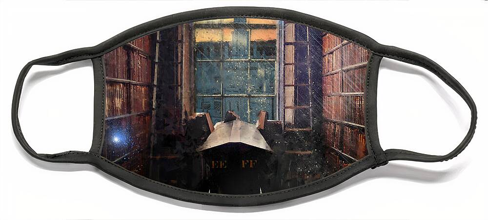 Library Face Mask featuring the painting The Spark of Ideas - Library Alcove by Glenn Galen
