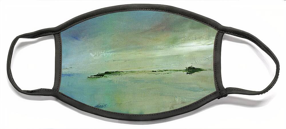 Landscape Face Mask featuring the painting The Spit by Roger Clarke