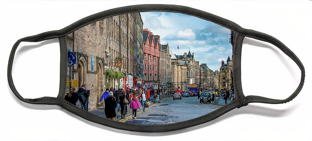 Edinburgh Face Mask featuring the digital art The Streets of Edinburgh by SnapHappy Photos