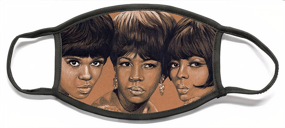 Motown Face Mask featuring the drawing The Supremes by Rob De Vries