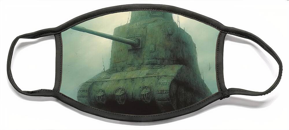 Tank Face Mask featuring the painting The Tank by My Head Cinema