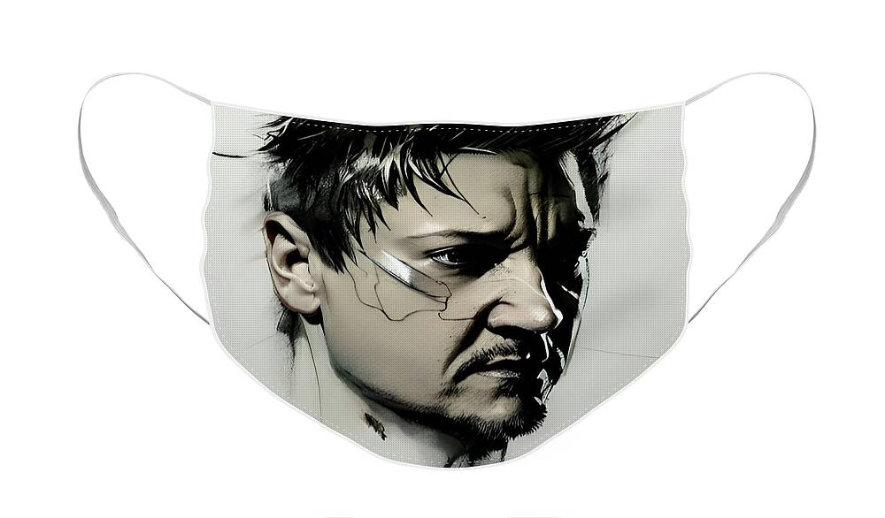 Jeremy Renner Face Mask featuring the digital art The Town - Jeremy Renner by Fred Larucci