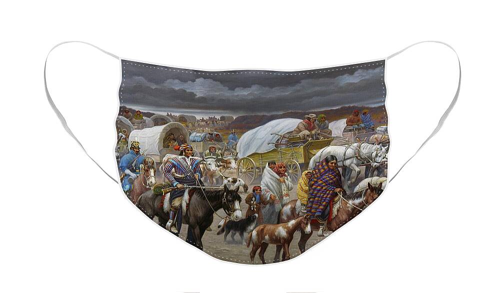 1838 Face Mask featuring the painting The Trail Of Tears by Granger