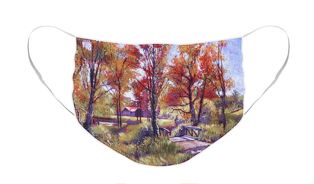 Landscape Face Mask featuring the painting The Wooden Bridge by David Lloyd Glover