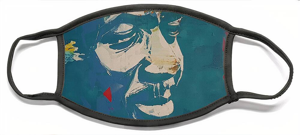 Jazz Art Face Mask featuring the painting Thelonious Monk by Paul Lovering