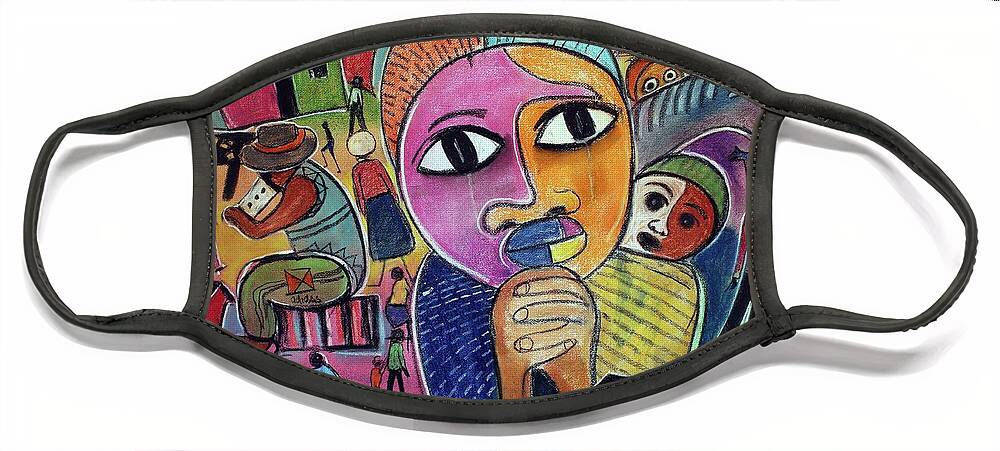 African Art Face Mask featuring the painting Thembisa by Eli Kobeli 1932-1999