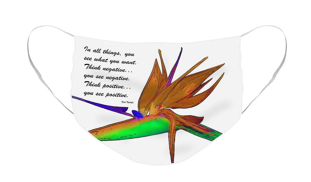 Floral Face Mask featuring the digital art Think Positive by Kirt Tisdale