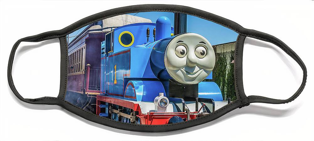 Thomas The Train Face Mask featuring the photograph Thomas the Train by Robert Bellomy