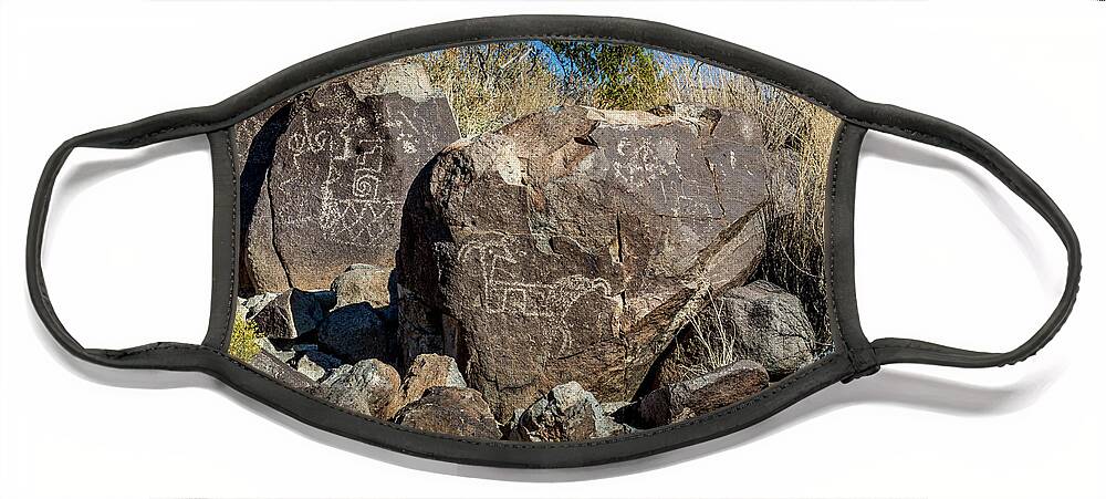 Ancient Face Mask featuring the photograph Three Rivers Petroglyphs #34 by Blake Webster