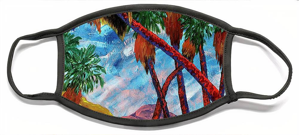 Palm Springs Face Mask featuring the painting Thriving in the heat. Palm Springs, California. by ArtStudio Mateo