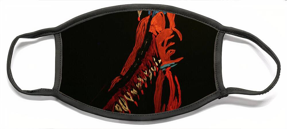 Native Dancer Face Mask featuring the painting THunderbird by Marilyn Quigley