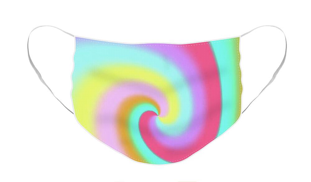 Tie Dye Face Mask featuring the digital art Tie Dye Rainbow Swirl by Ashley Rice