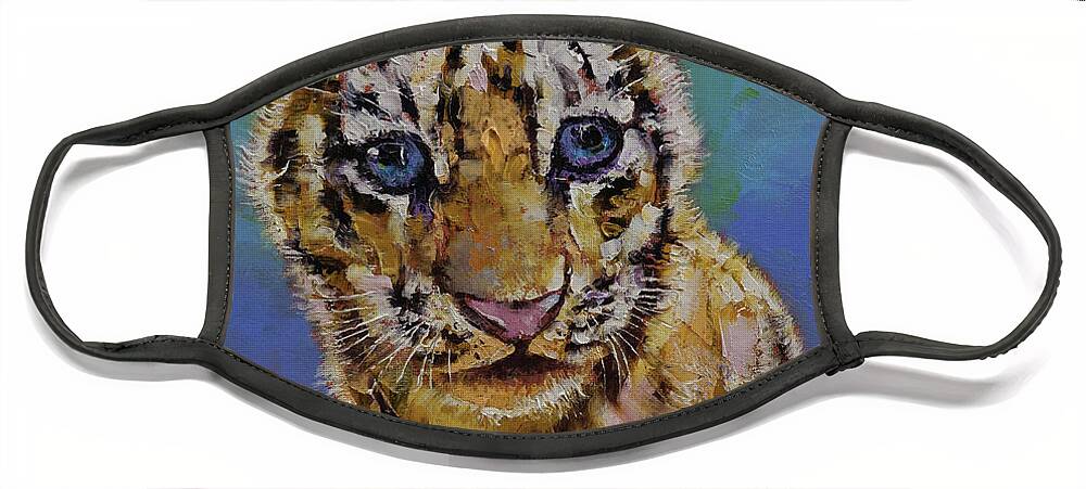 Big Cat Face Mask featuring the painting Tiger Cub by Michael Creese