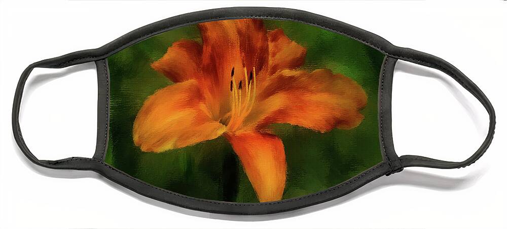 Flower Face Mask featuring the digital art Tiger Lily by Lois Bryan